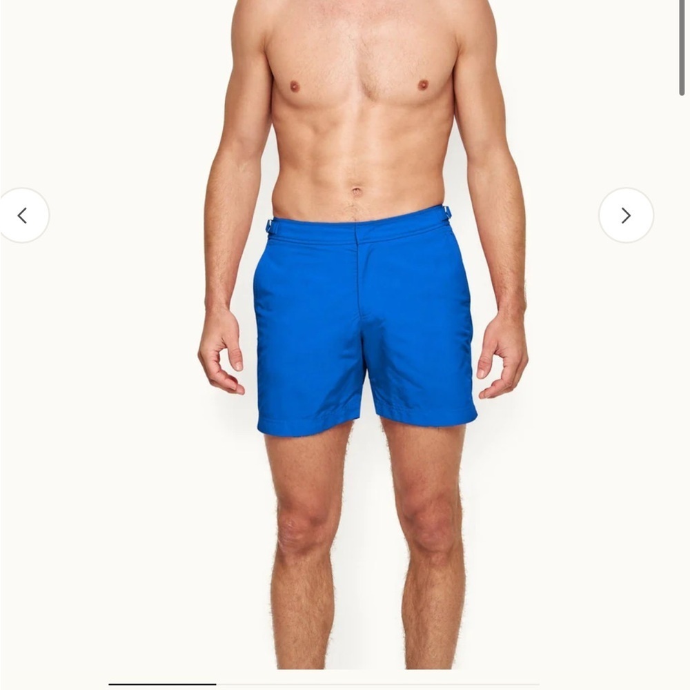 Orlebar Brown Bulldog Mid Length Swim Short In Navy Blue Pockets Sz 36